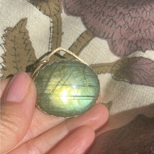 handmade sterling silver, flashy, labradorite, pendant handstamped.